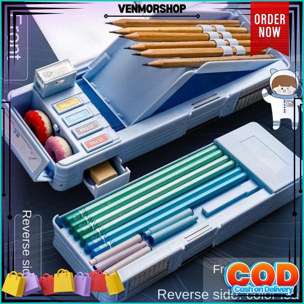 

CodKotak Alat Tulis/Kotak Pensil Pola Kartun Rautan Kapasitas/Tempat Pensil Dua Lapis Bahan Plastik Multifungsi Untuk Anak /Alat Tulis Aesthetic Cod