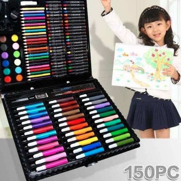 

150 Pcs Crayon Alat Lukis Anak Pensil Warna Cat Air Perlengkapan Menggambar Melukis Mewarnai Set Art Full Set Pc Krayon 150Pcs 150Pc Promo