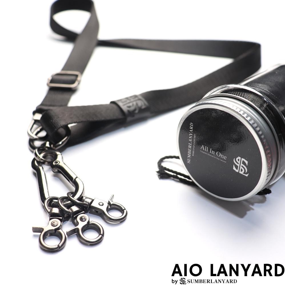 

AZQ-16 Sumber Lanyard Tali Idcard Gantungan Hp Nylon Adjustable - ALL IN ONE Black 2cm Original