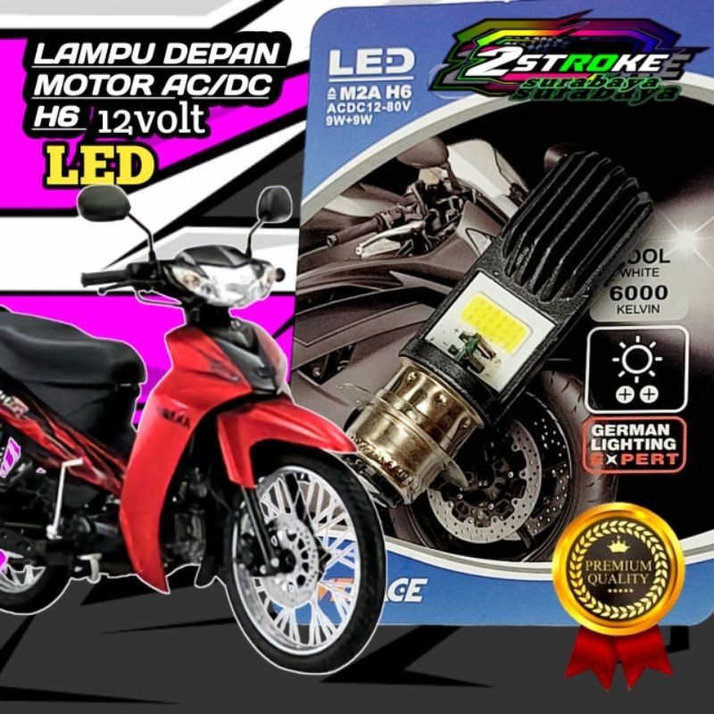 Lampu Depan Motor YAMAHA VEGA R NEW 110 LED Putih Terang H6/ T19 Ac/Dc 12Volt Pengganti Dop/Bohlam