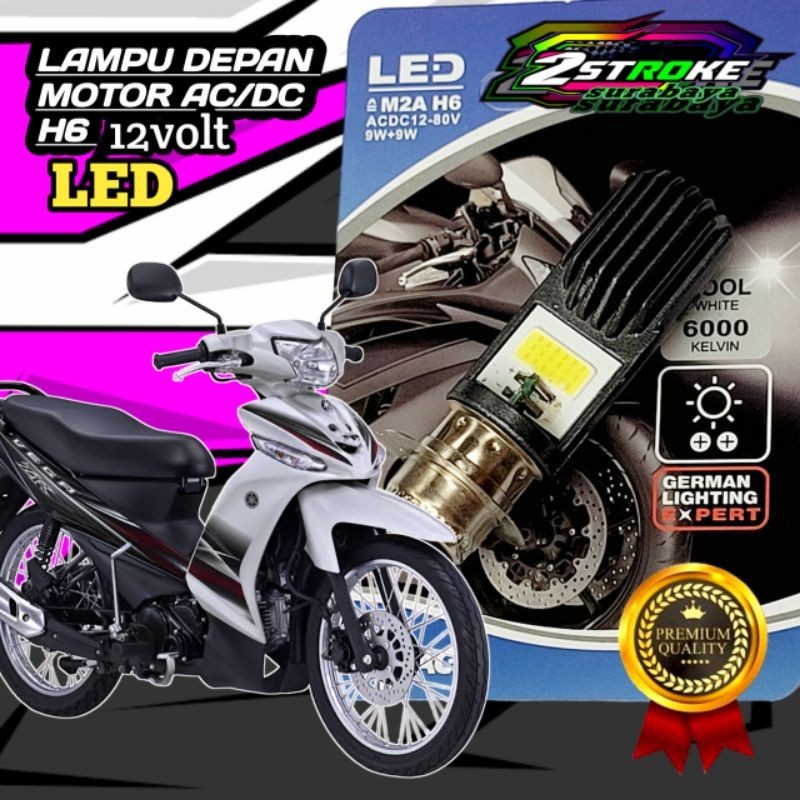 Lampu Depan Motor YAMAHA VEGA ZR/ RR LED Putih Terang H6/ T19 Ac/Dc 12Volt Pengganti Dop/Bohlam