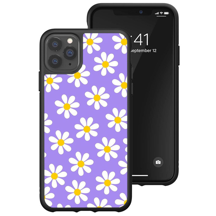 Hybrid Case iPhone 15 14 13 12 11 Pro Max Plus Mini XR Flower violet FLN0012