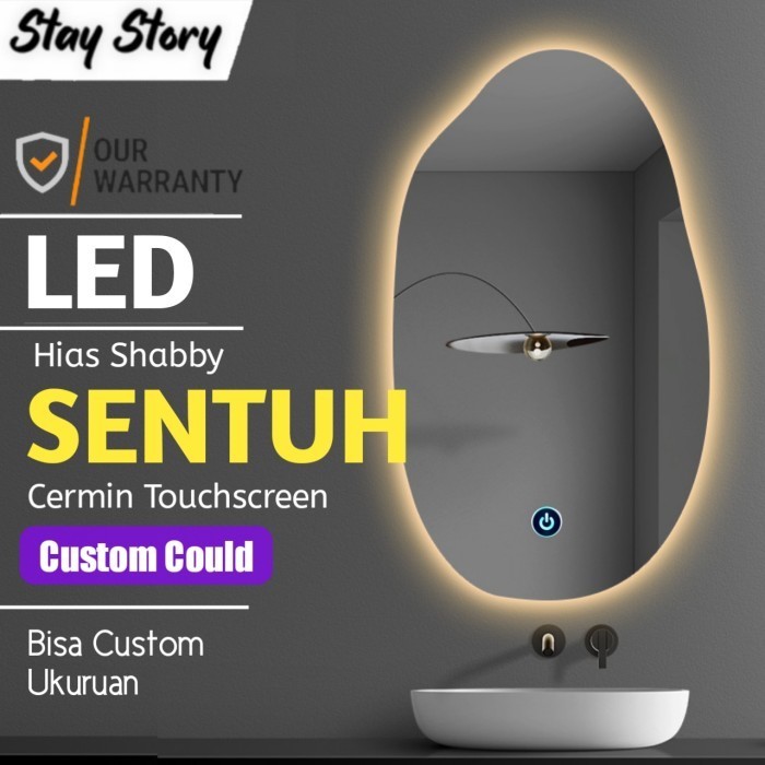 CERMIN LED TOUCH SCREEN DINDING WASTAFEL KAMAR MANDI KACA RIAS COULD