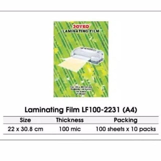 

plastik plastic laminating joyko a4 100 micron laminasi panas