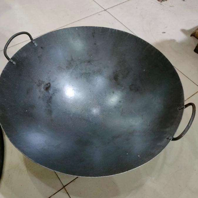 Kuali/Wajan/Wok Nasi Goreng Plat Hitam Baja Uk 45 Cm Tebal
