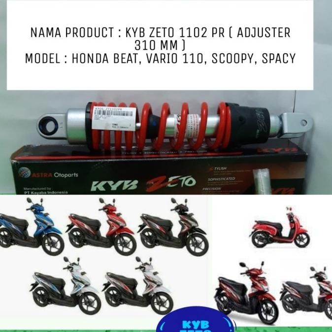 SHOCKBREAKER MOTOR BEAT VARIO 110 SPACY KYB ZETO 1102 310 MM ADJUSTER