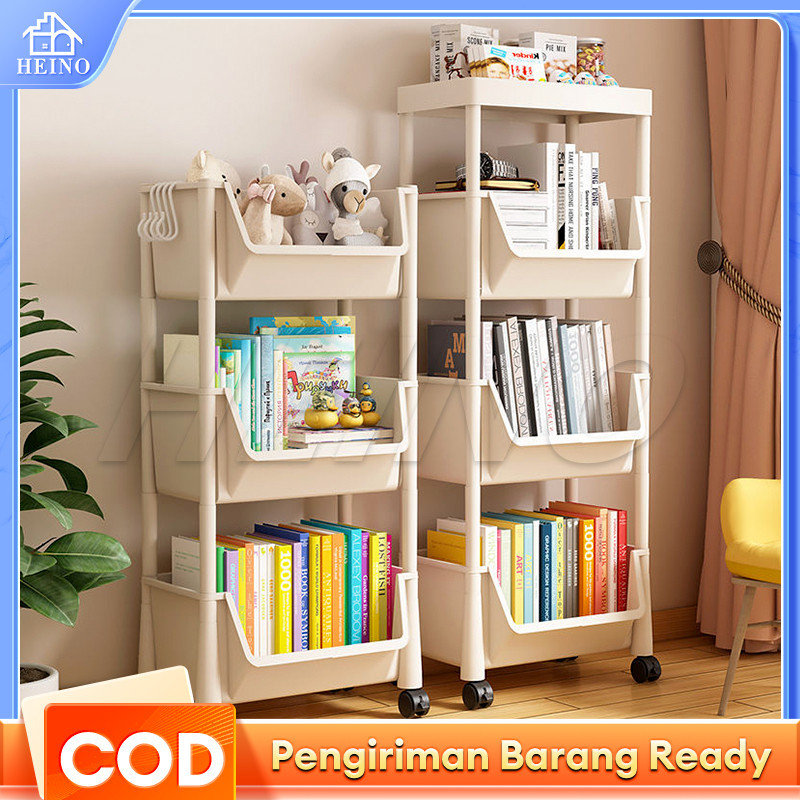 Boneka Anak Termurah // HEINO Rak Buku Susun Serbaguna Tempat Rak Buku Anak Lemari Buku Plastik Rak