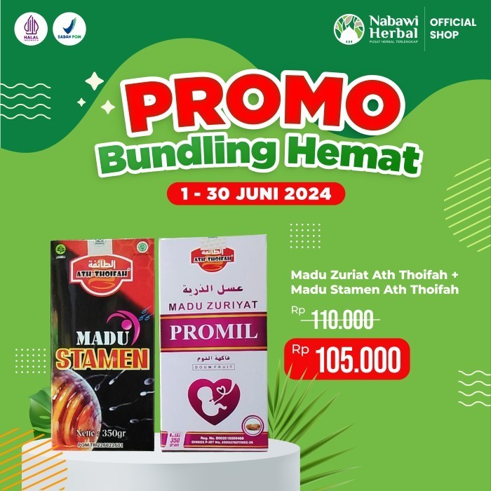 

Ready PAKET PROMIL - Madu Zuriyat Ath Thoifah Plus Madu Stamen Pria 350Gr