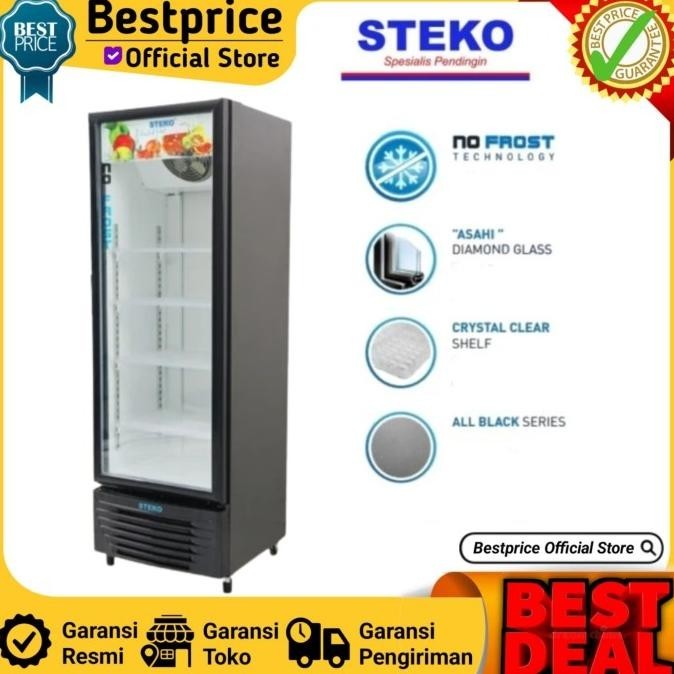[Baru] Showcase Steko 4 Rak Mg 220 Kulkas Minuman Steko 200 Liter No Frost