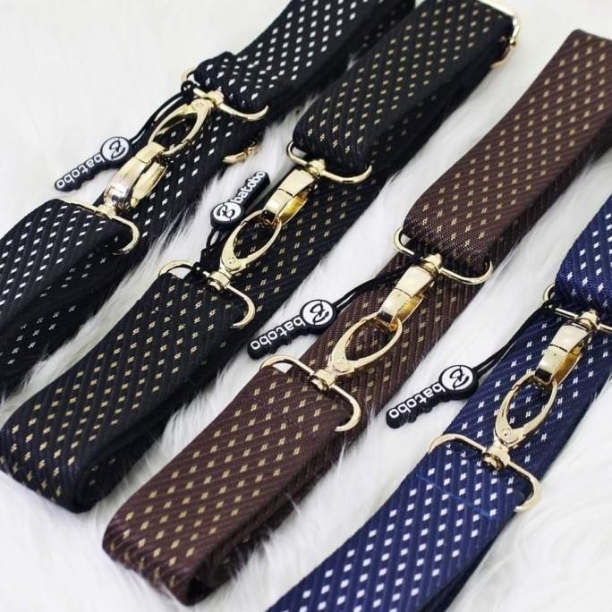 Tali Tas Selempang Besi Emas / Bahan & Besi Tebal / Longstrap Import