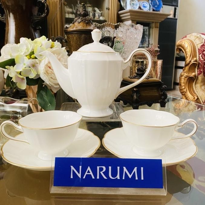 [Promo] Tea Pot Tea Cup Saucer Narumi White Gold Tea Set Mewah Cantik