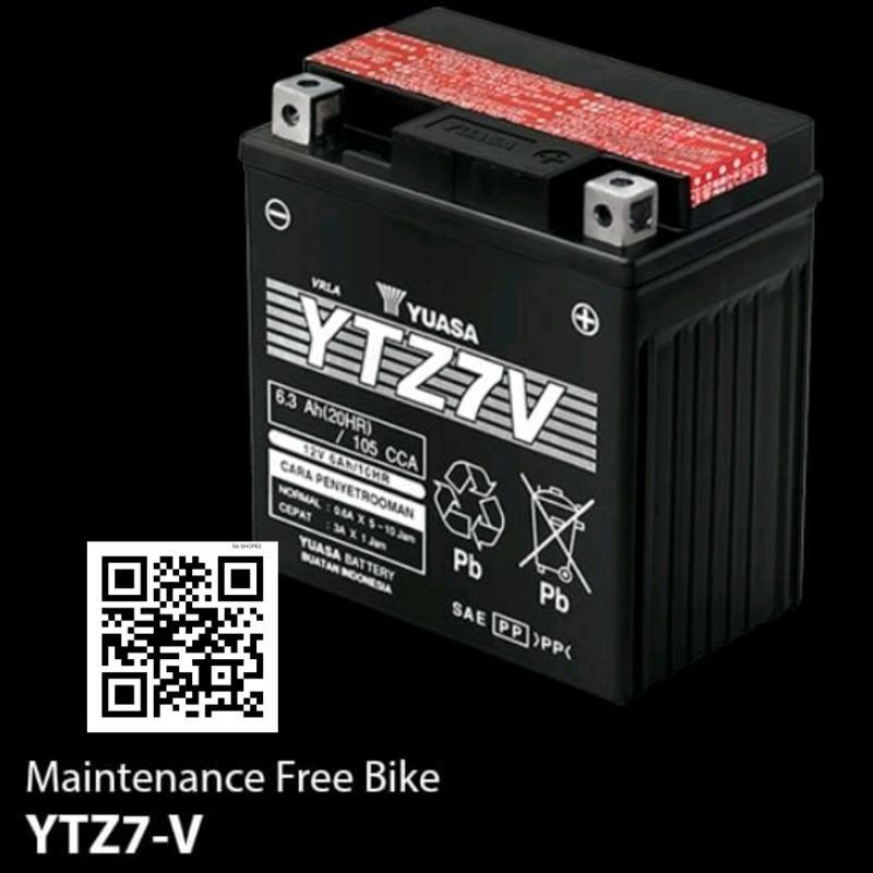 aki kering yuasa YTZ7V 12v 6Ah aki motor NMAX lexi