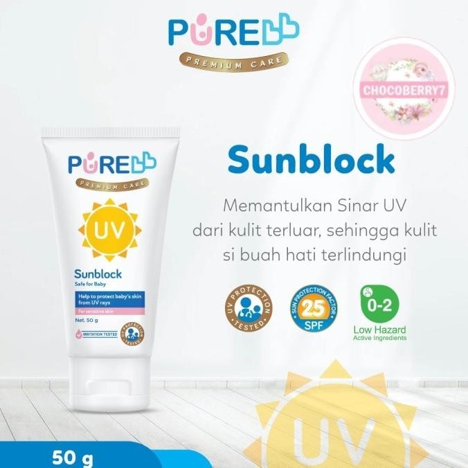 Pure BB Baby Kids SunBlock SPF 25 50 gr Sun Block Sunscreen Bayi Anak