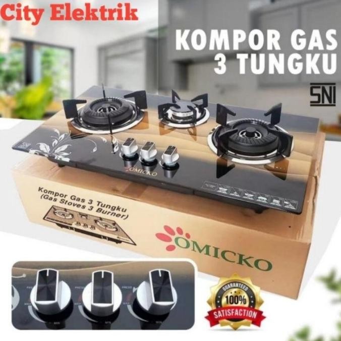 [Baru] Kompor Gas Tanam Omicko 2 Tungku & 3 Tungku / Kompor Kaca Tanam Omicko