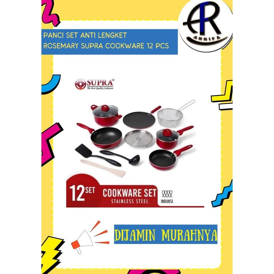 [Baru] Original Panci Set Anti Lengket Supra Cookware 12 Pcs
