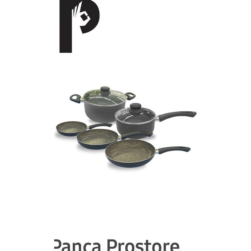 [Ready Stock] 5 Set Panci Anti Lengket Glucklich Cookware Marble Coating Pas-501