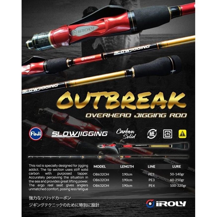 Rod OH / OVERHEAD IROLY OUTBREAK SLOW JIGGING CARBON SOLID Premium