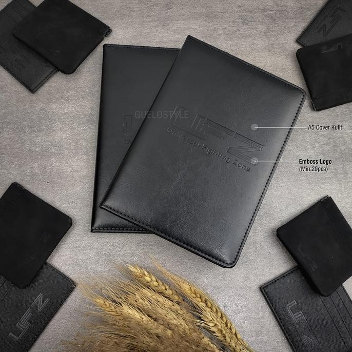 

Buku Catatan Agenda Kerja Notebook Cover Kulit Hitam A5 - seminar kit