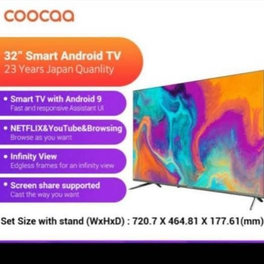 [New] Coocaa Led Tv 32S6G-32 Inch Smart Android Youtube Netflix New 2020
