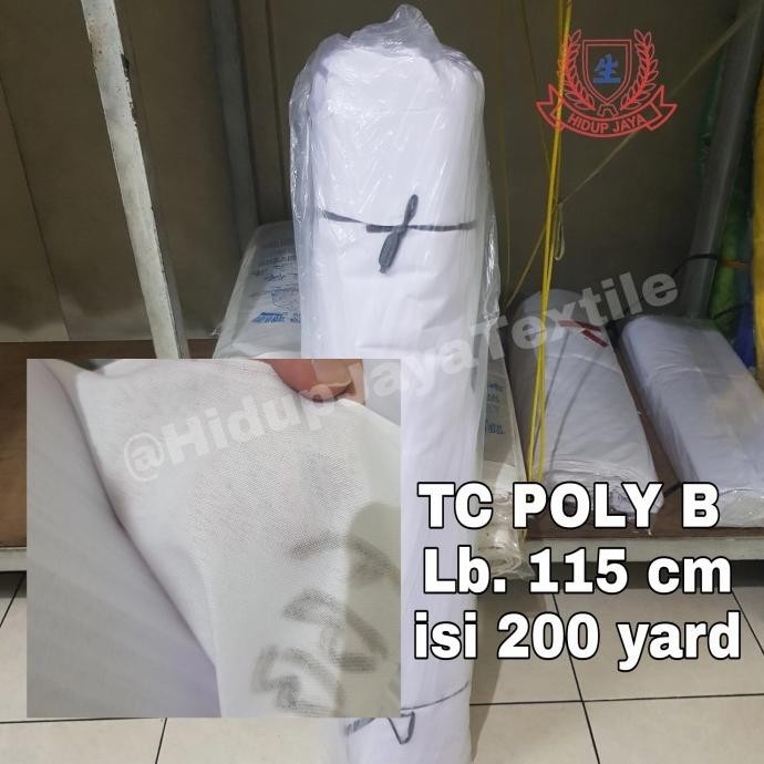 [Baru] Kain Tetoron Tc Poly B Lb 115 Cm @200 Yd Putih Kain Spanduk Kafan