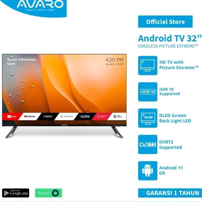 [New] Avaro 32" Inch Android Smart Led Tv Hd - Garansi Resmi