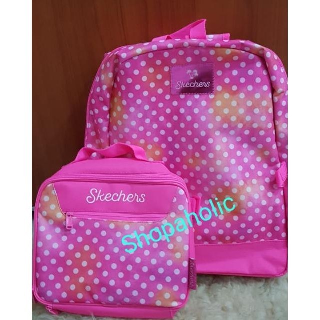 [Garansi] Tas Ransel Backpack Skechers Original Pink Polkadot