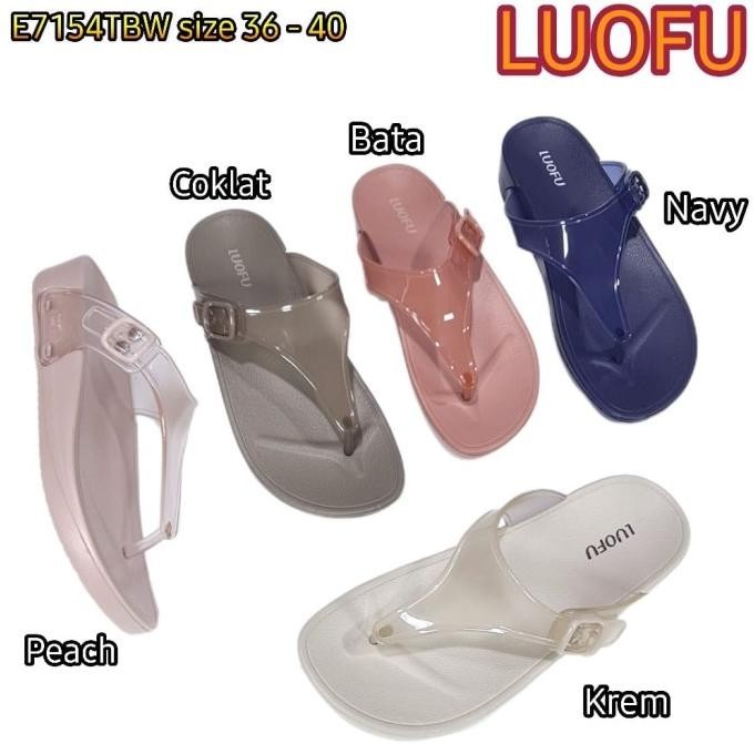 Jelly Sandal Wanita Jepit Luofu Japit Gesper Karet Import E7154Tbw