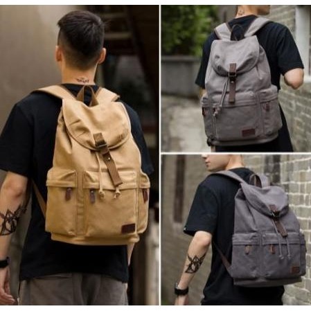 Tas Ransel Pria Backpack Canvas Retro Vintage Tas Laptop Kanvas 121275