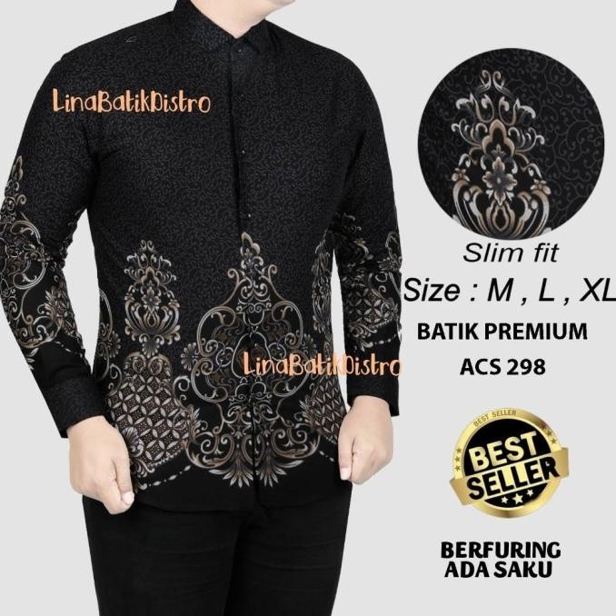 Kemeja Batik Pria Slim Fit / Baju Batik Pria Slim Fit Acs298