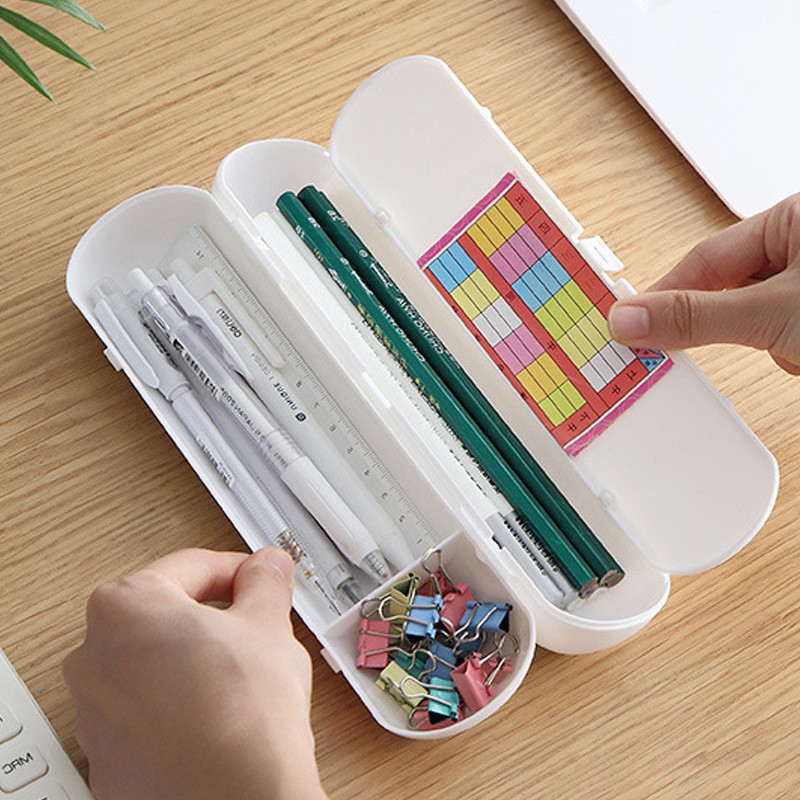 

Tempat Pensil Bulat Kotak Pensil Plastik Multifungsi