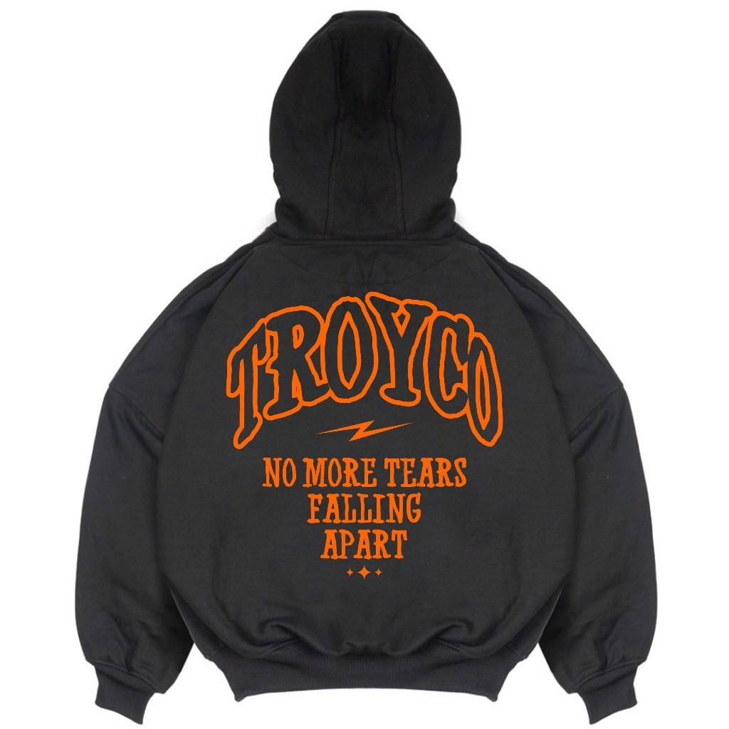 Troy Company Hoodie Boxy Oversize Black Orenji - Hoodie Boxy HB 2585
