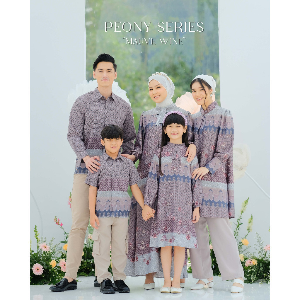 [Bahan halus dan Nyaman] Mayoutfit Peony Set Series Mauve Wine Sarimbit Lebaran Baju Muslim Raya