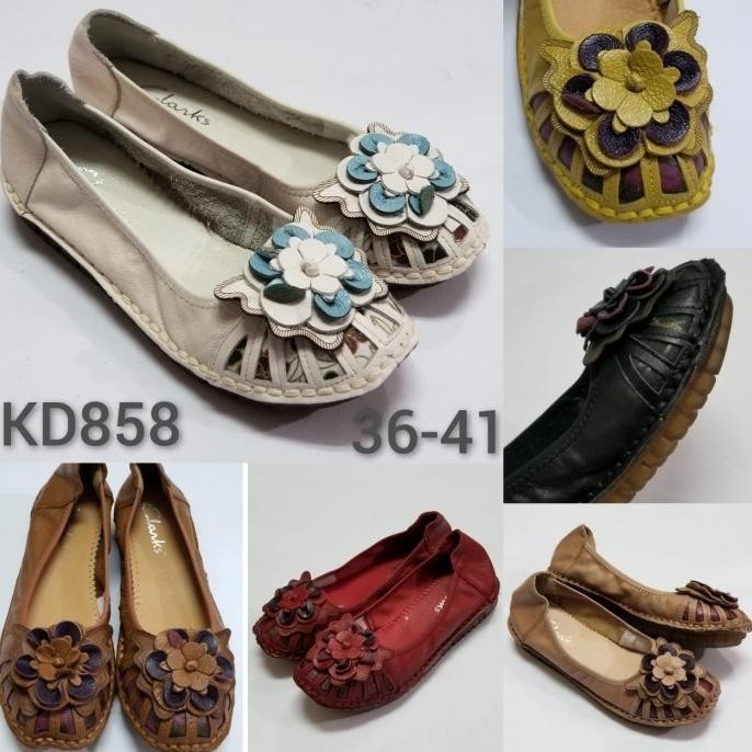 Sepatu Clarks Wanita / Sepatu Kulit Wanita / Sepatu Slip On 858