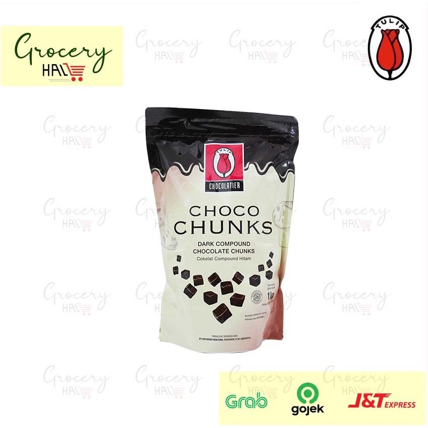 

TULIP CHOCO CHUNKS 1 KG - DARK COKELAT BENTUK KUBUS - CHOCO CUBES