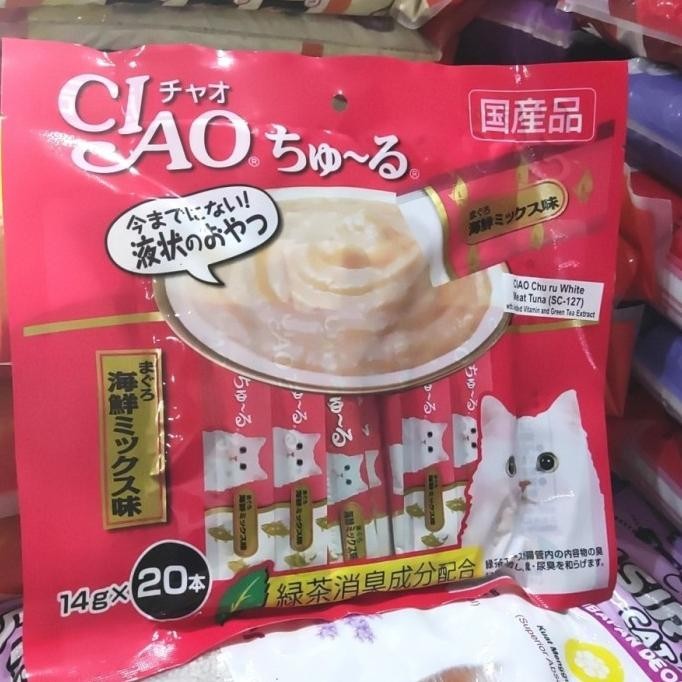 CIAO SNACK KUCING 20PCS CIAO CHU RU WHITE MEAT TUNA (SC-127) CREAMY
