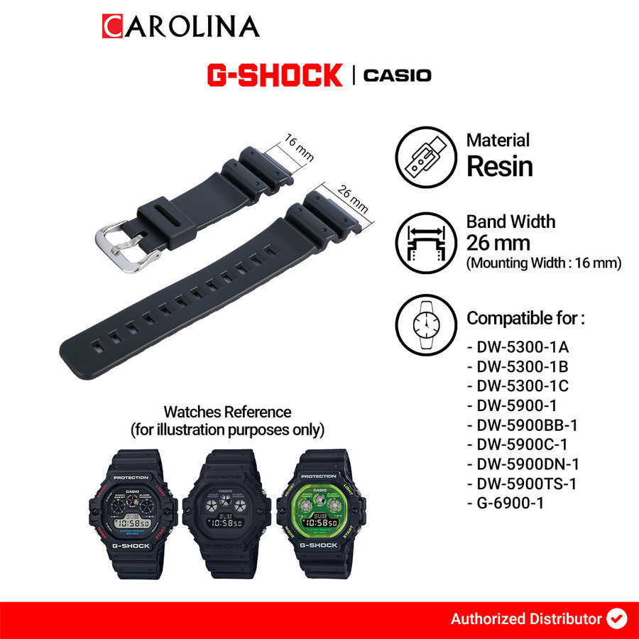 POLO_ Tali Strap G-SHOCK DW-5300 / DW-5900 / DW-5900BB / DW-5900DN / DW-5900TS / G-6900 26mm Black