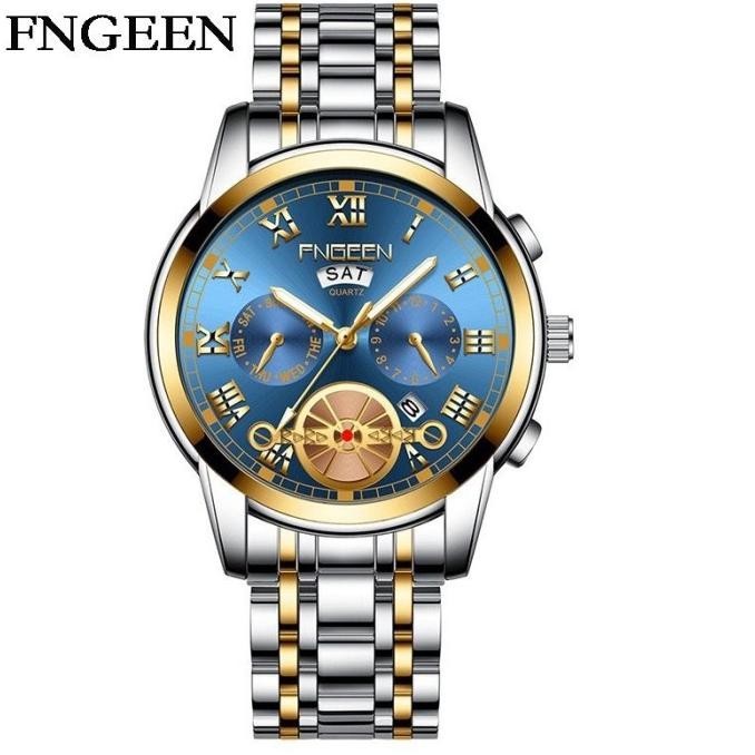 Fngeen 4001 Jam Tangan Pria Luxury Stainless Steel Quartz Original Tah