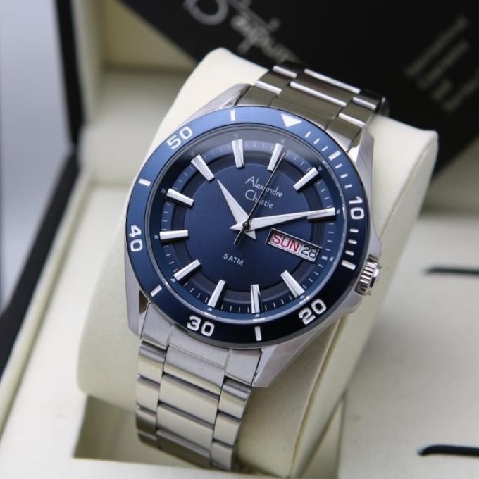 Jam Tangan Pria Alexandre Christie Ac 6512 Ac6512 Silver Blue Original