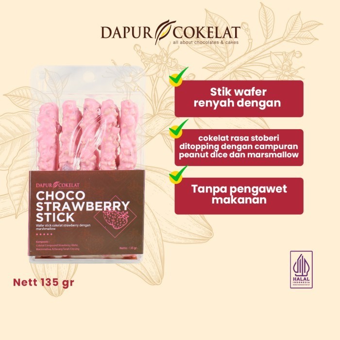 

Ready DAPUR COKELAT Choco Strawberry Stick 184gr - Stik Wafer Coklat Strober