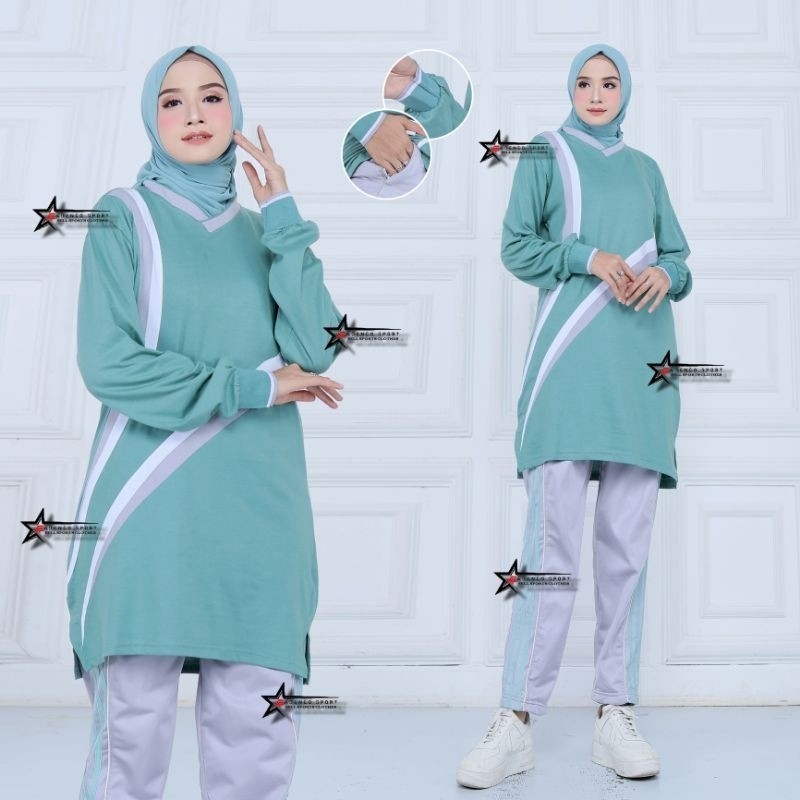 Stln Olahraga Wanita Dewasa Satu Stel Baju Senam One Set Baju Celana Wanita Set Cwek Viral Ibu Ibu S