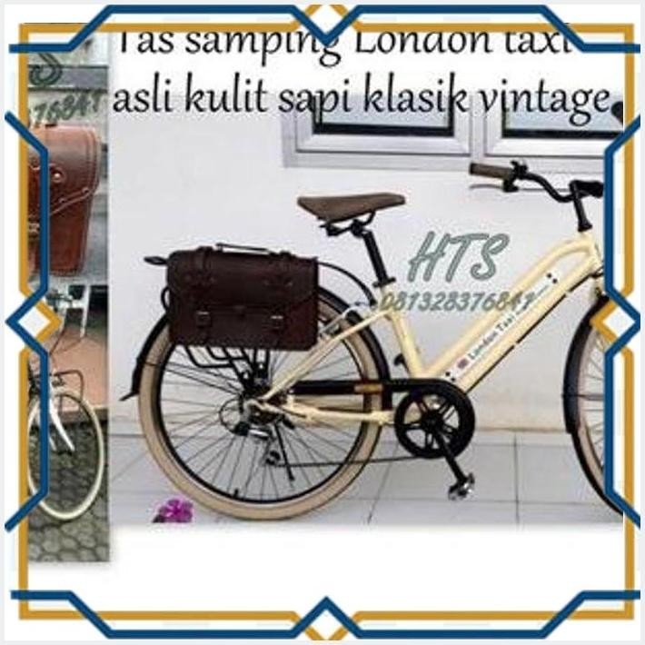 [IRF] TAS SAMPING SEPEDA LONDON TAXI KLASIK VINTAGE KULIT ASLI LONDON TAXI BIKE