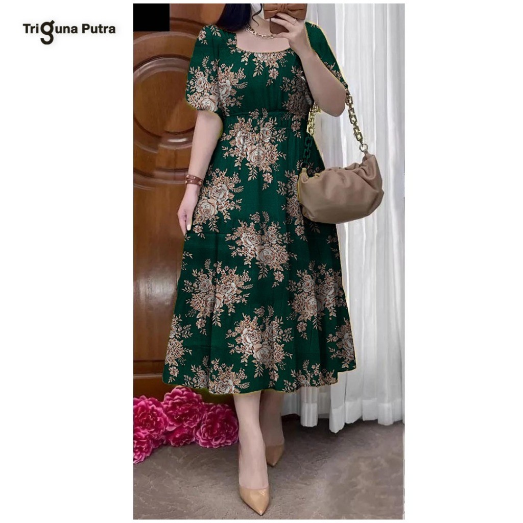 Dress Wanitakorean Stylegratis Ongkirterlarislengan Tile Midi Dressdewasa Premium Kuat Tanpa Lenganp