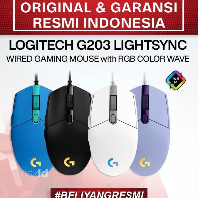 Logitech G203 Lightsync Rgb Gaming Mouse - Garansi Resmi