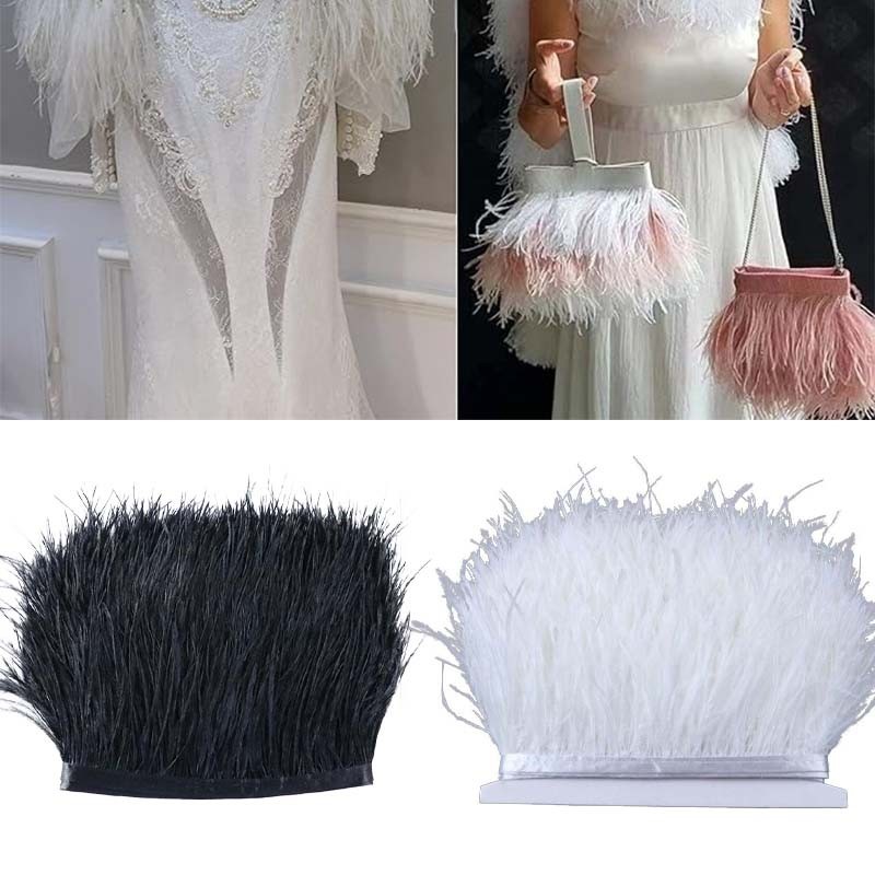 1m DIY Dress Bulu Bulu Pesta Lump Bulu Ostrich Panjang Premium Bulu Bulu Hiasan Baju Bulu Baju