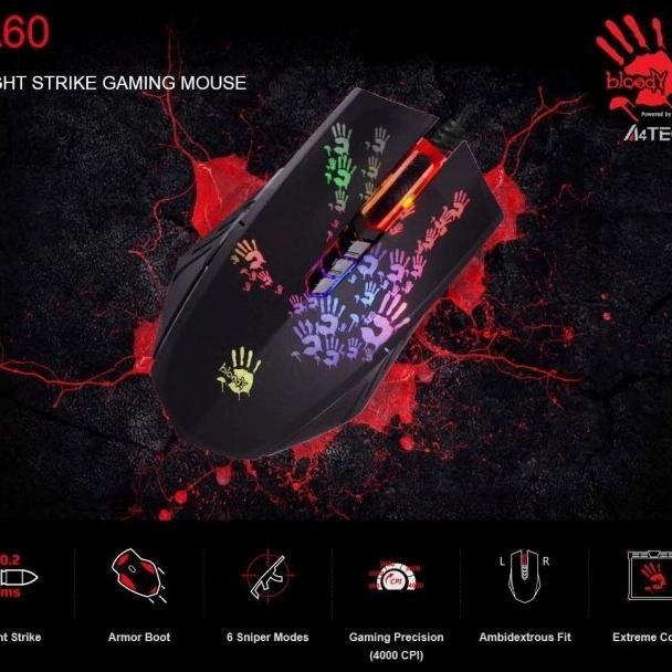 A60 - Mouse Bloody Light Strike Gaming / Mouse Gaming Murah A60