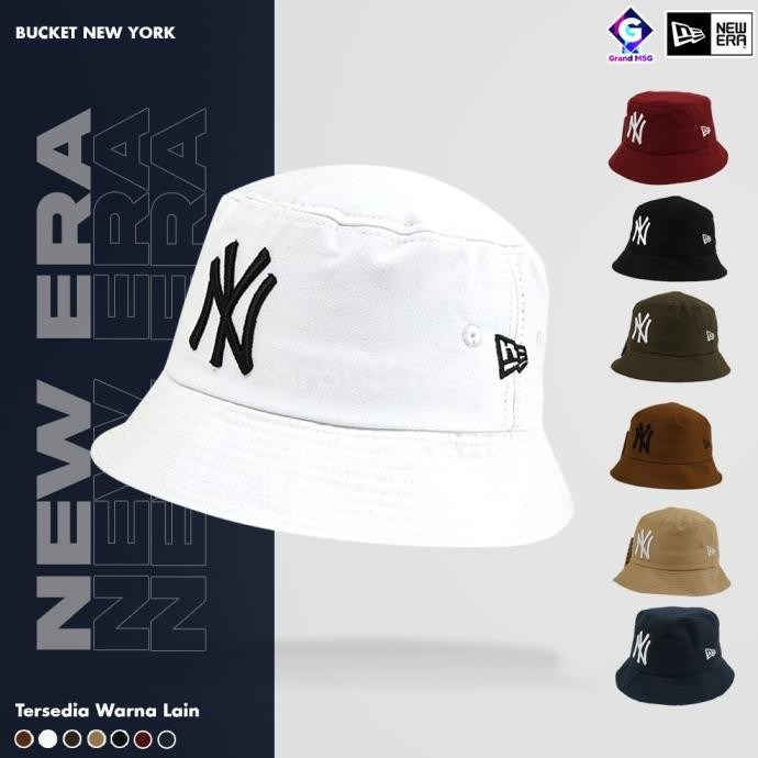Topi Bucket New Era Pria Wanita, Bucket Hat Grade Original, Streetwear