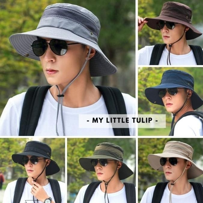 Topi Rimba Pria / Topi Hiking Cowok Bucket Hat Topi Safari Pria Bagus