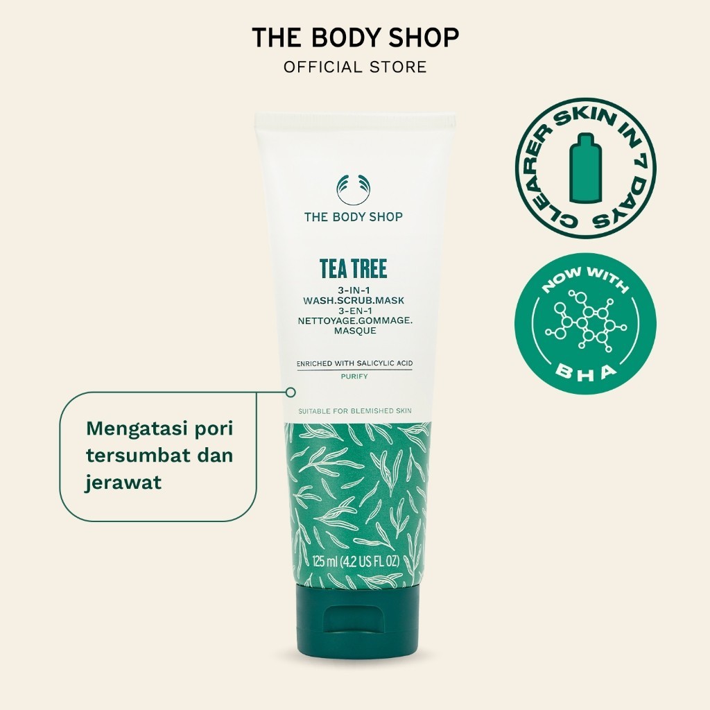 The Body Shop Tea Tree 3 in 1 Face Wash Scrub Mask 125ml