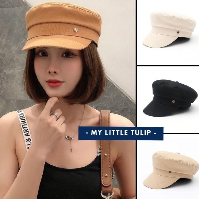 Topi Military Wanita Pria Topi Keren Cewek Topi Bagus Kekinian Korea