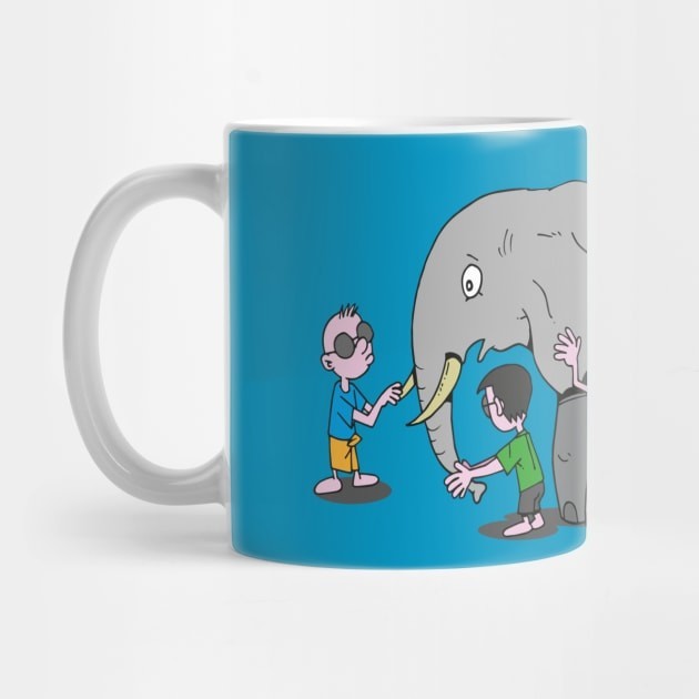 Mug Kopi Desain Cerita Gajah dan Orang Buta Blind Men and an Elephant Story Design Coffee Mug